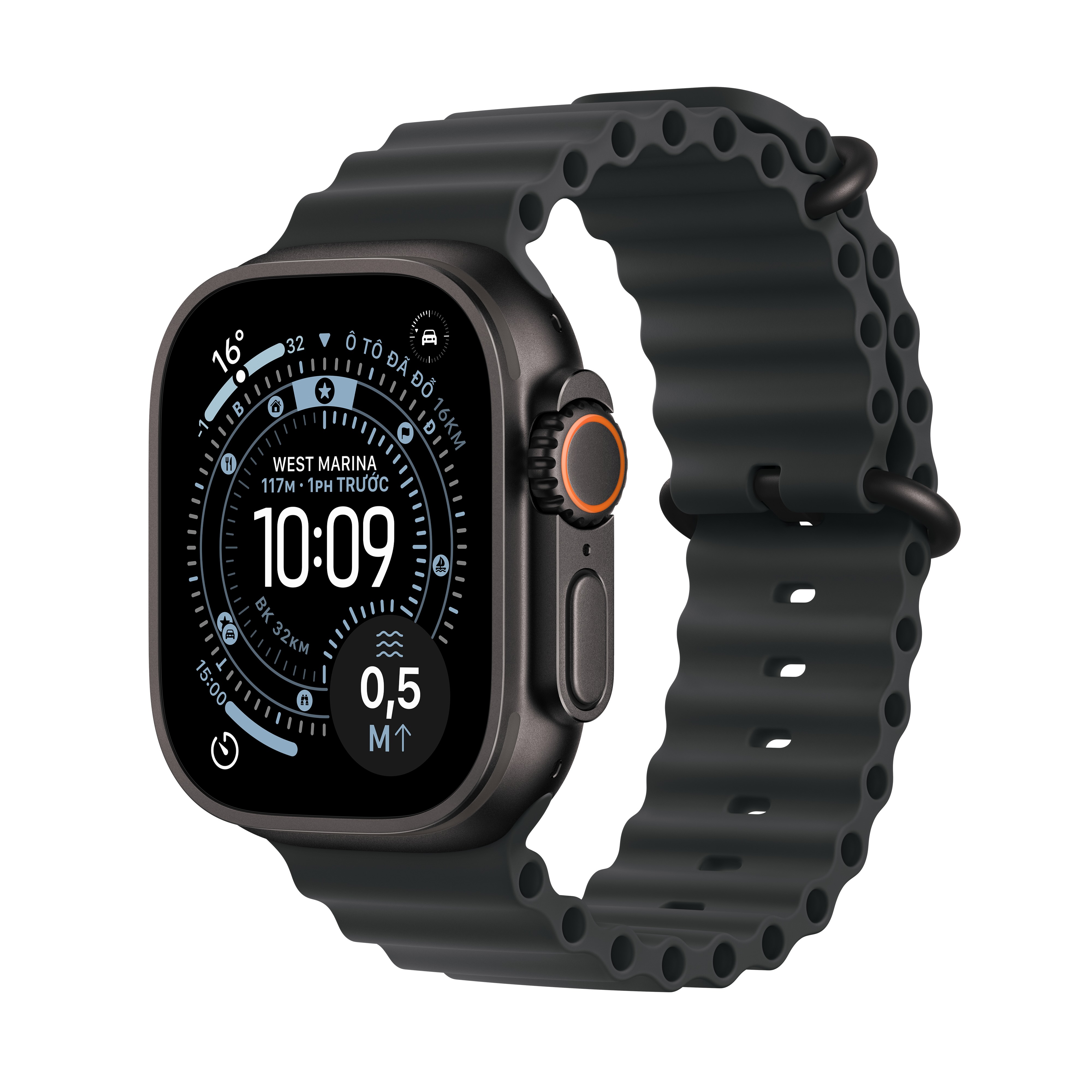 Apple Watch Ultra 2 LTE 49mm Vỏ Titan Đen - Dây đeo cao su Ocean - Like New image
